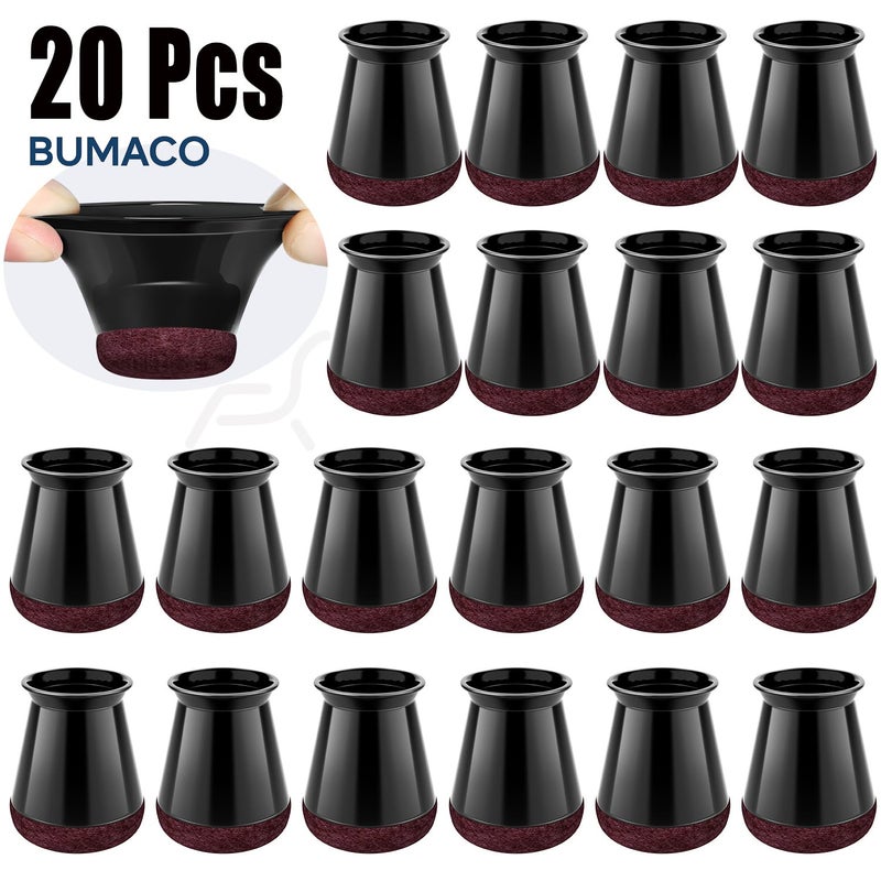 BUMACO واقيات أرجل الكرسي من BUMACO، واقيات أرجل الكرسي للأرضيات الصلبة، أغطية سيليكون لحماية الأرضيات، أسود - 20 قطعة مقاس XS عالمي (8/16 بوصة - 15/16 بوصة) - Image 4